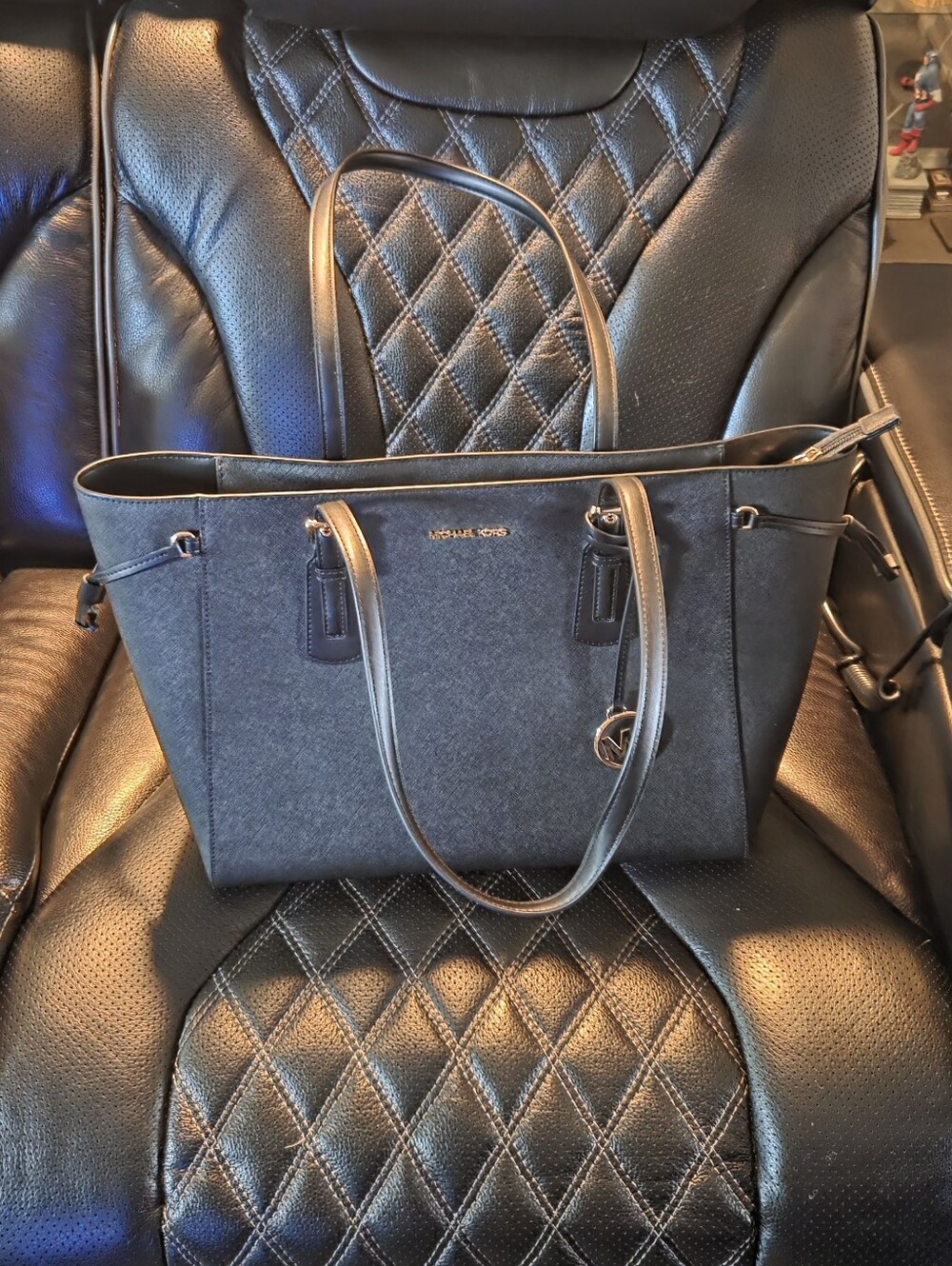 Michael Kors Black Tote with Gold Logo Charm